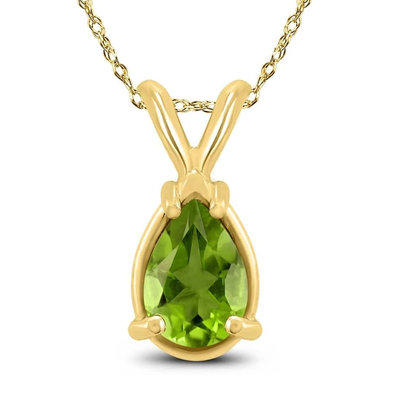 14K Yellow Gold 8x6MM Pear Peridot Pendant