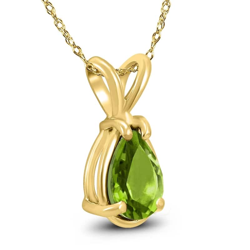 14K Yellow Gold 8x6MM Pear Peridot Pendant