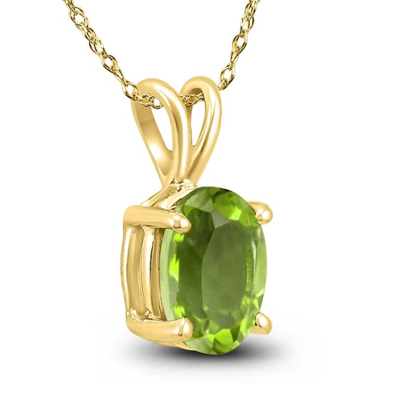 14K Yellow Gold 8x6MM Oval Peridot Pendant
