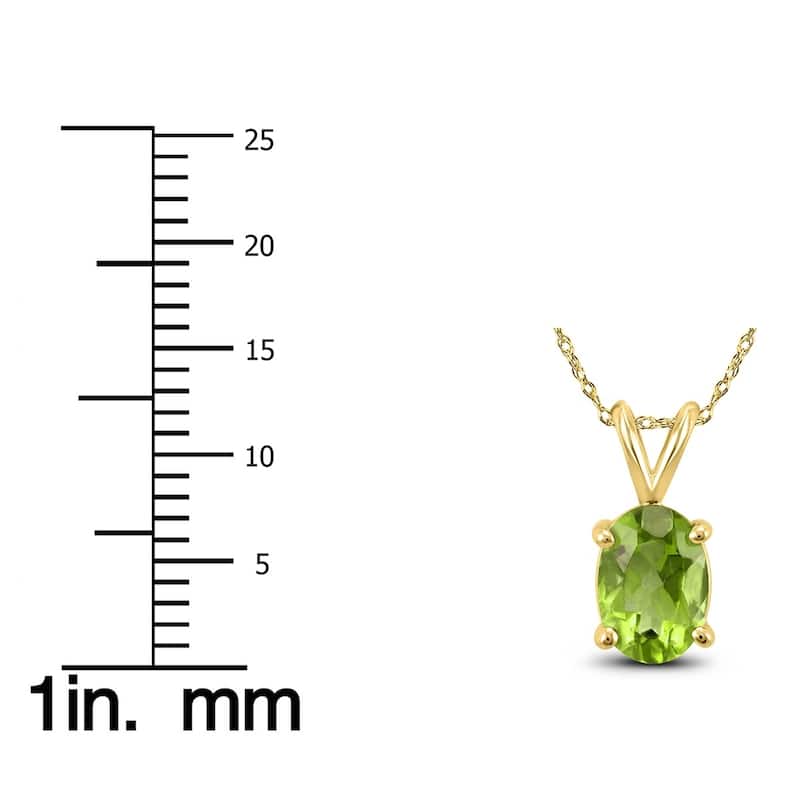 14K Yellow Gold 8x6MM Oval Peridot Pendant