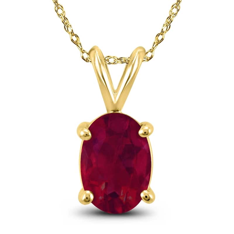14K Yellow Gold 6x4MM Oval Ruby Pendant