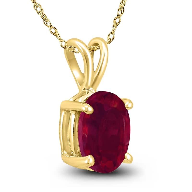 14K Yellow Gold 6x4MM Oval Ruby Pendant