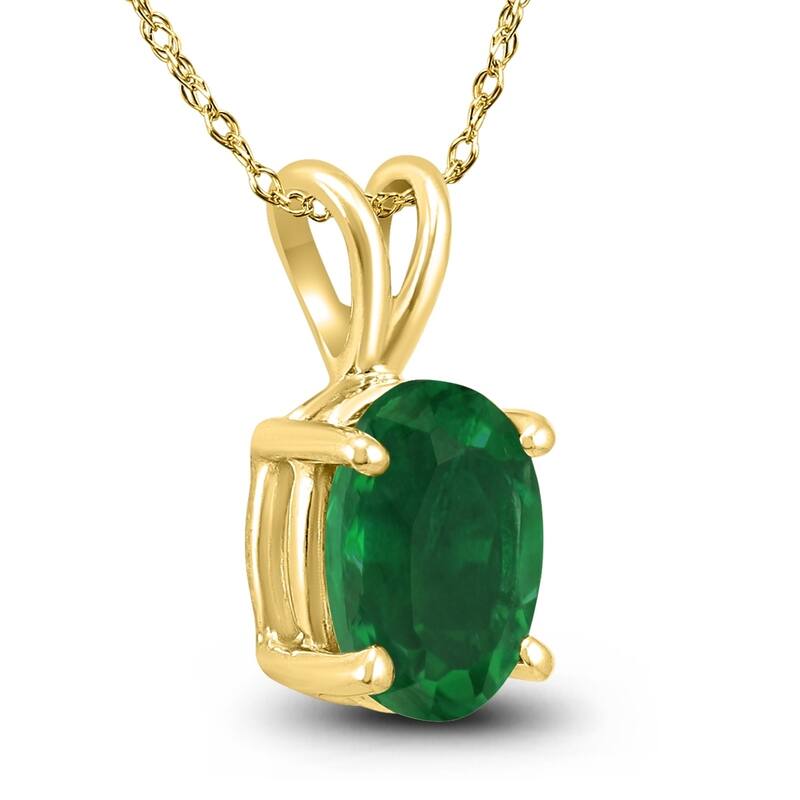 14K Yellow Gold 6x4MM Oval Emerald Pendant