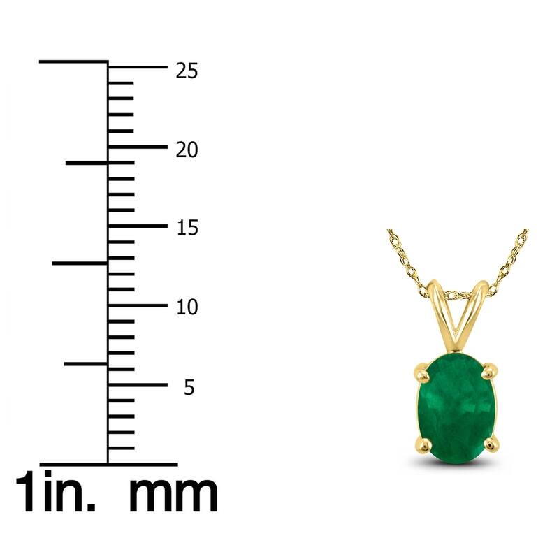 14K Yellow Gold 6x4MM Oval Emerald Pendant