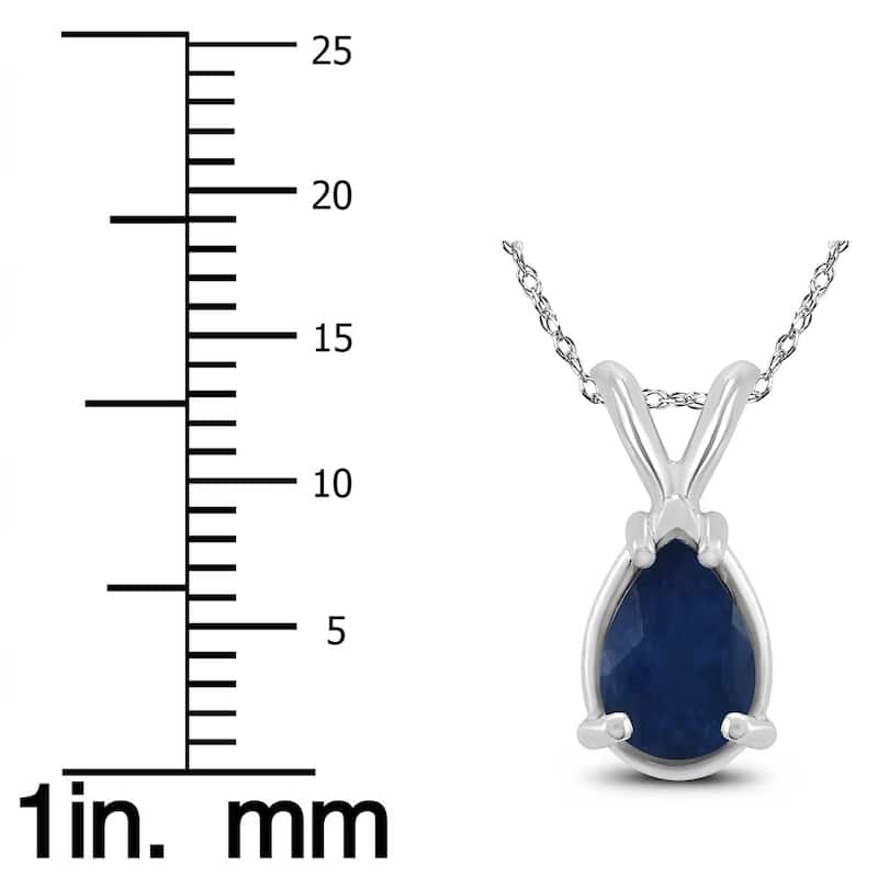 14K White Gold 5x3MM Pear Sapphire Pendant