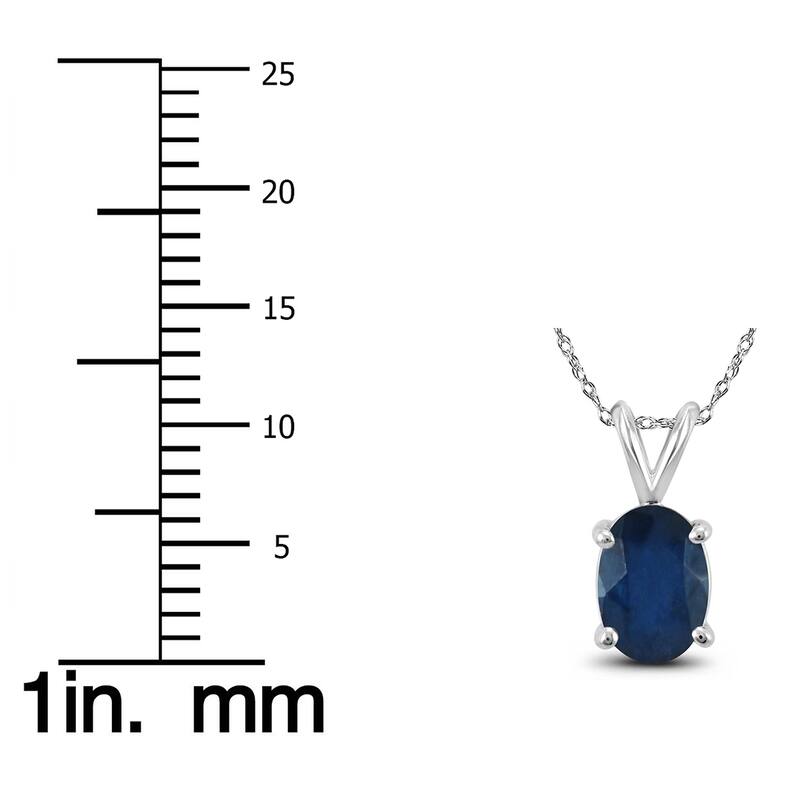 14K White Gold 5x3MM Oval Sapphire Pendant