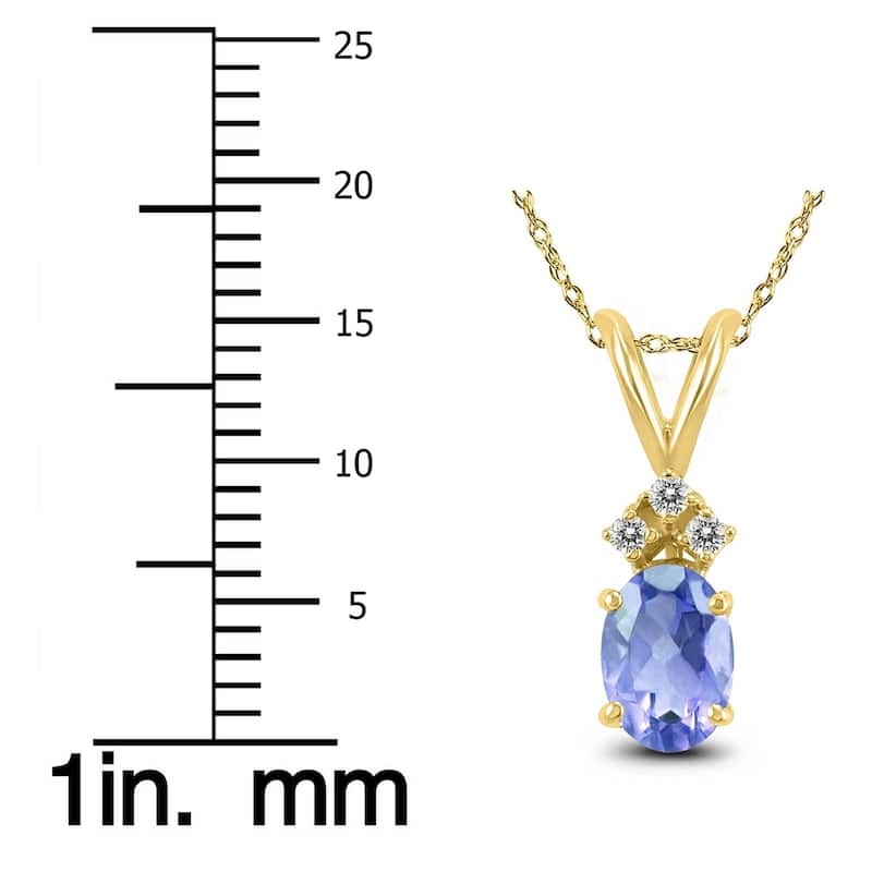 14K Yellow Gold 5x3MM Oval Tanzanite and Diamond Pendant