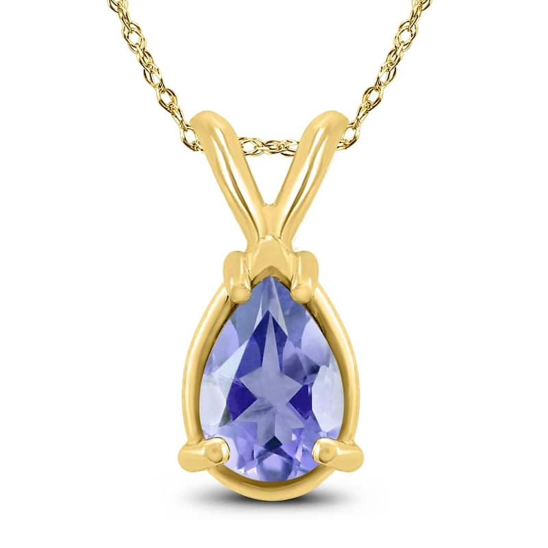 14K Yellow Gold 5x3MM Pear Tanzanite Pendant