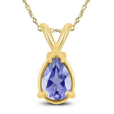 14K Yellow Gold 5x3MM Pear Tanzanite Pendant