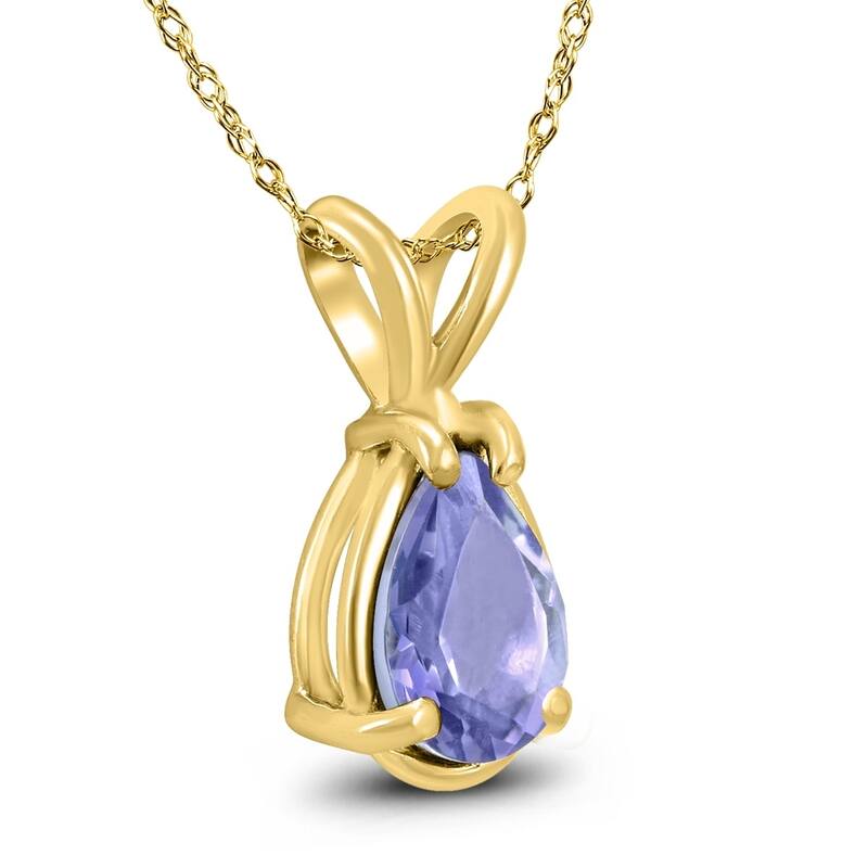 14K Yellow Gold 5x3MM Pear Tanzanite Pendant