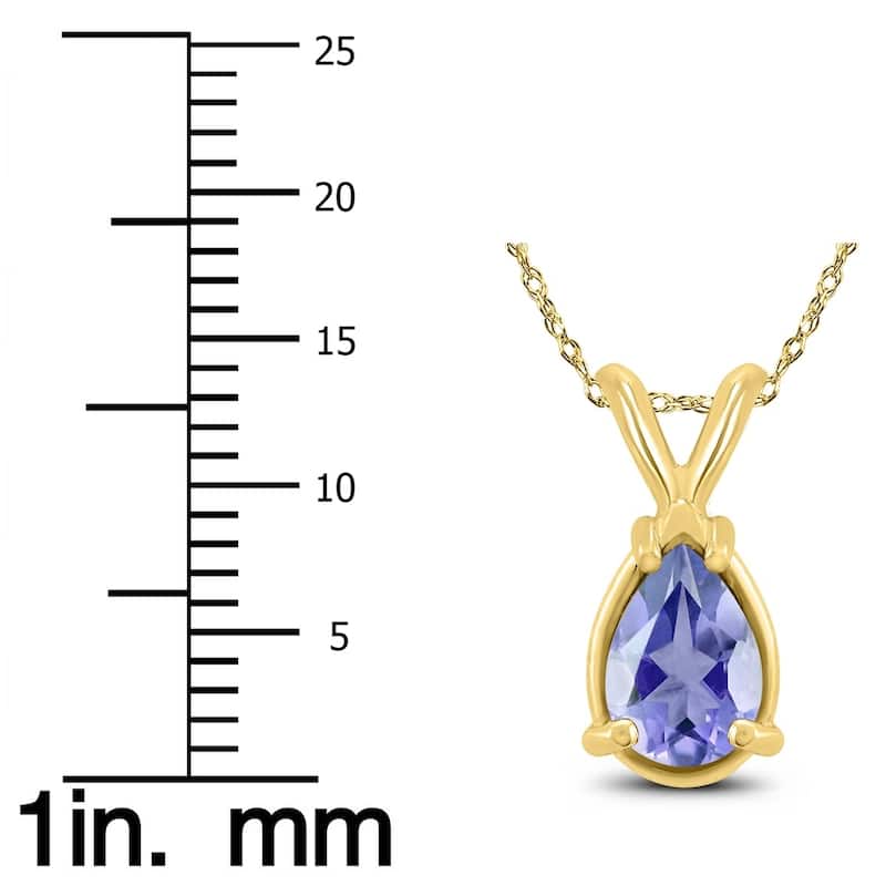 14K Yellow Gold 5x3MM Pear Tanzanite Pendant
