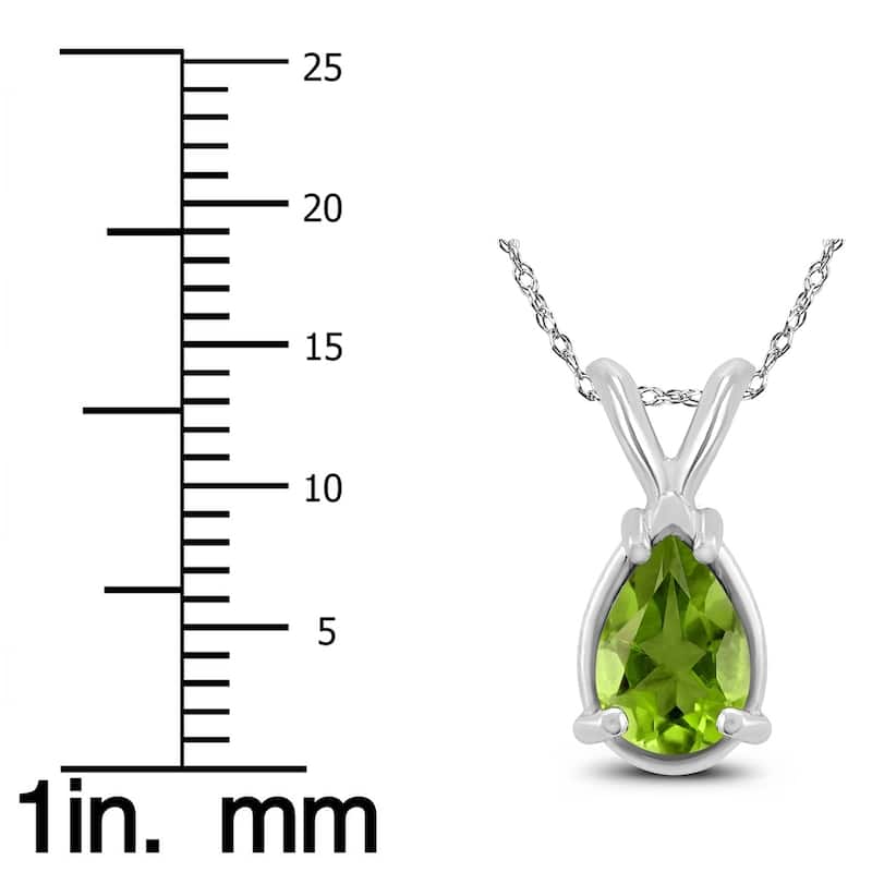 14K White Gold 6x4MM Pear Peridot Pendant