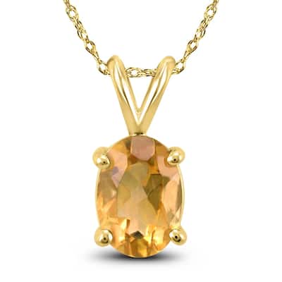 14K Yellow Gold 8x6MM Oval Citrine Pendant