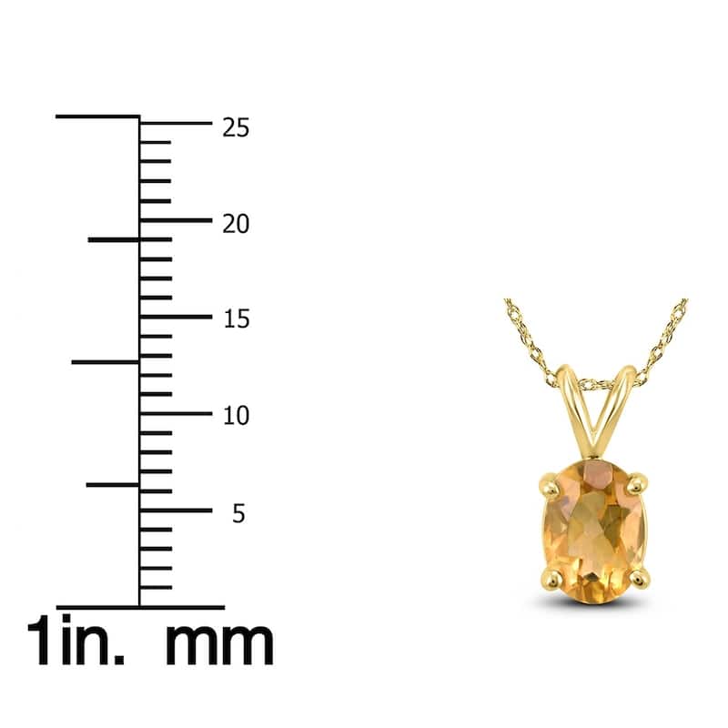 14K Yellow Gold 8x6MM Oval Citrine Pendant