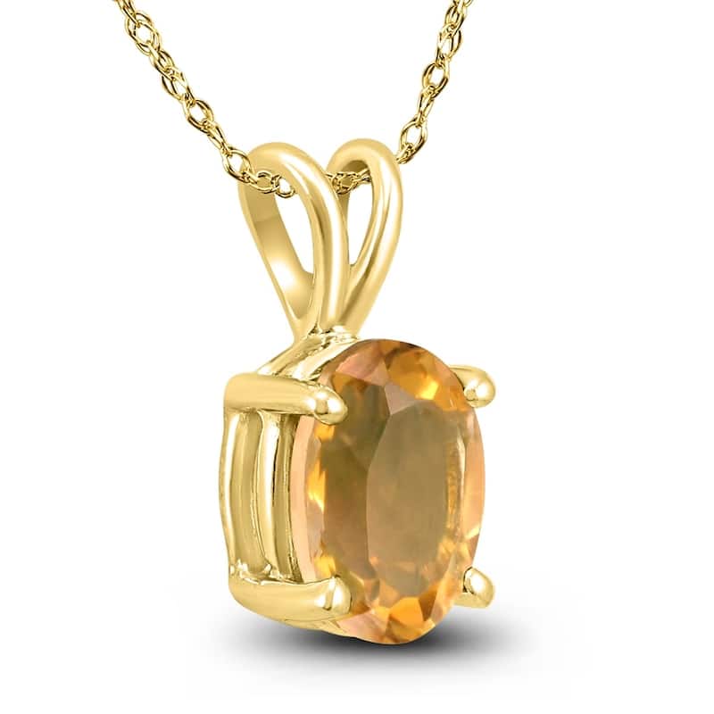 14K Yellow Gold 8x6MM Oval Citrine Pendant