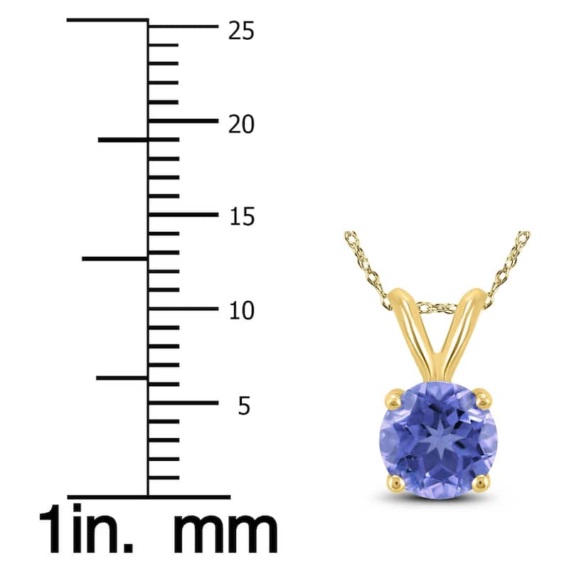 14K Yellow Gold 4MM Round Tanzanite Pendant