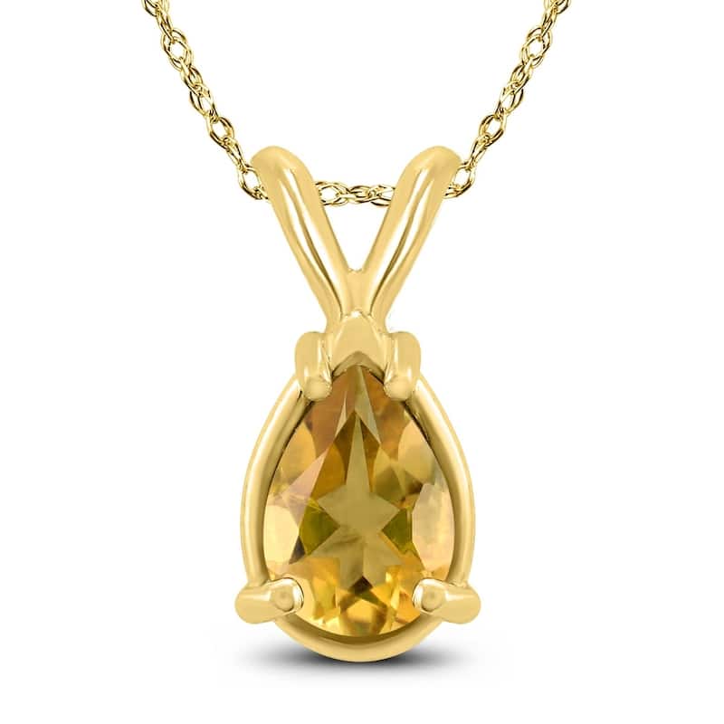14K Yellow Gold 6x4MM Pear Citrine Pendant