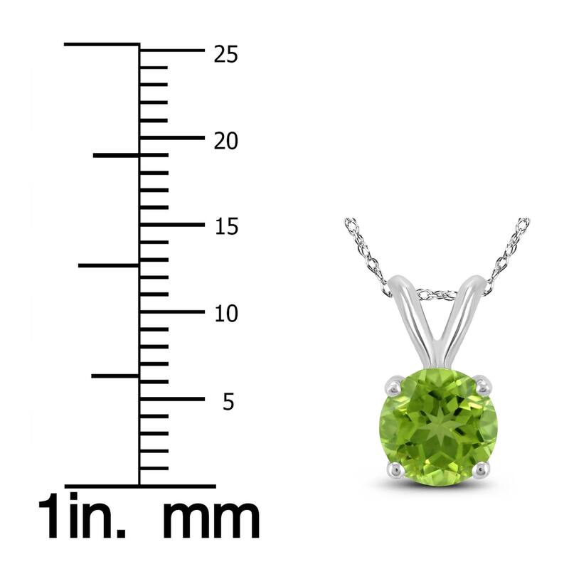14K White Gold 6MM Round Peridot Pendant