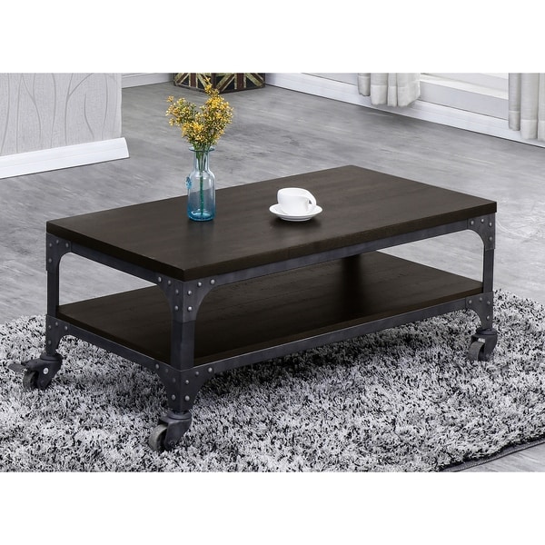 Shop Best Quality Furniture Espresso Industrial Coffee Table - Free