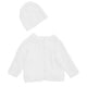 preview thumbnail 1 of 6, Cable Knit Baby Cardigan with Matching Beanie White