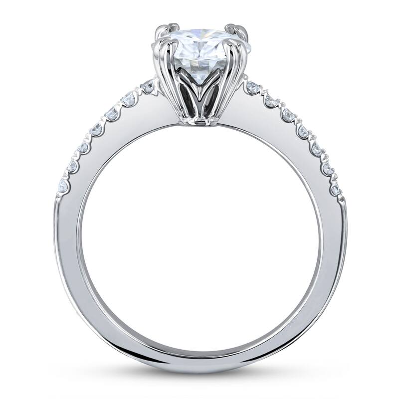 Annello by Kobelli 14k Gold 1-1/5ct.tw Double Prong Solitaire Moissanite and Side Stone Classic Engagement Ring