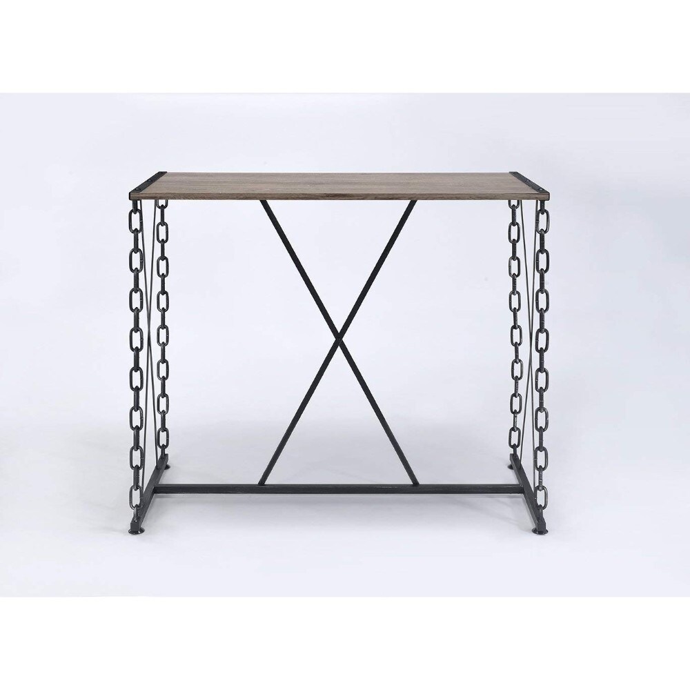 Style Rectangular Wood And Metal Bar Table Black Brown Style Rectangular Wood And Metal Bar Table Black Brown