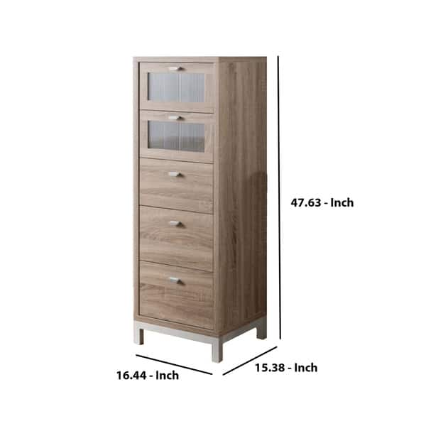 Shop Five Drawers Wooden Utility Cabinet With Metal Handles Light