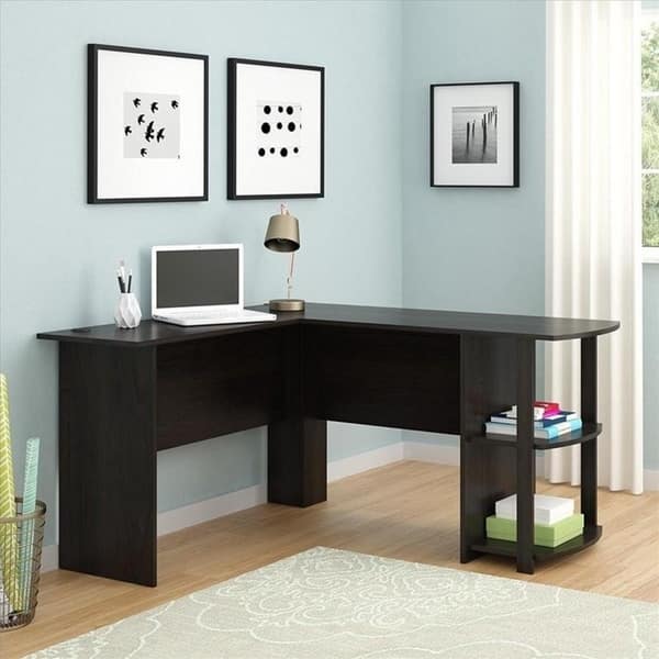 Shop Wooden L Shaped Pc Laptop Table Computer Desk W Bookshelves