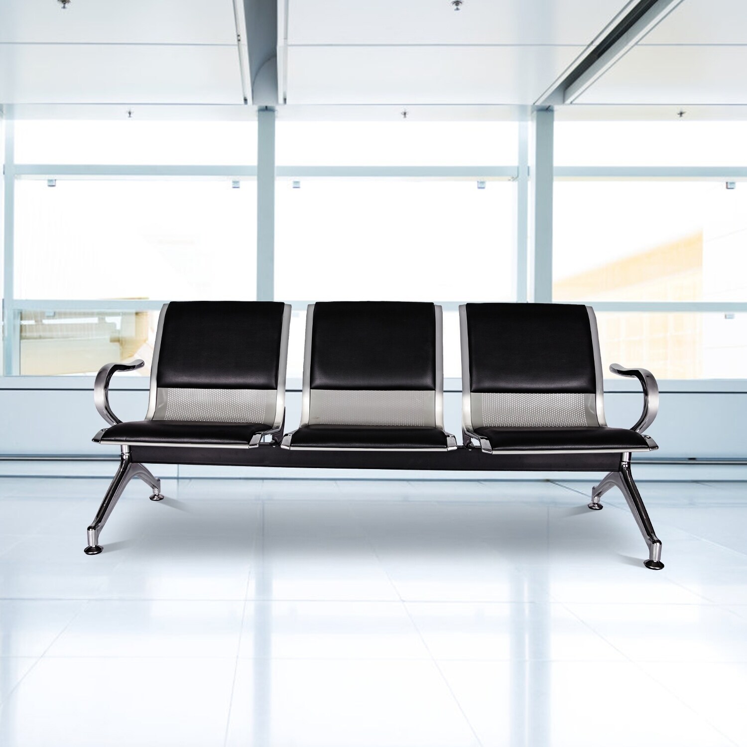 Shop Kinbor 3 Seat Waiting Chair Leather Reception Bench Guest