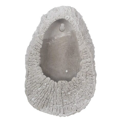 Oval Shape Cemented Hanging Tree Trunk Planter with Cracked Detail, Light Gray