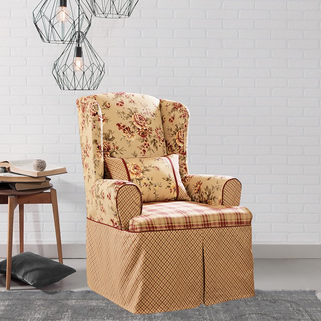 Sure Fit Lexington Taupe Washable Wing Chair Slipcover