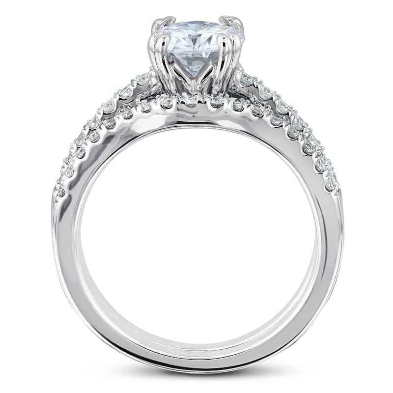 Annello by Kobelli 14k Gold 1-2/5ct.tw Double Prong Solitaire Forever One Colorless Moissanite Classic Bridal Set (DEF/VS)