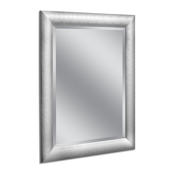 Headwest 28 x 34 Hammered Chrome Wall Mirror - 28 x 34