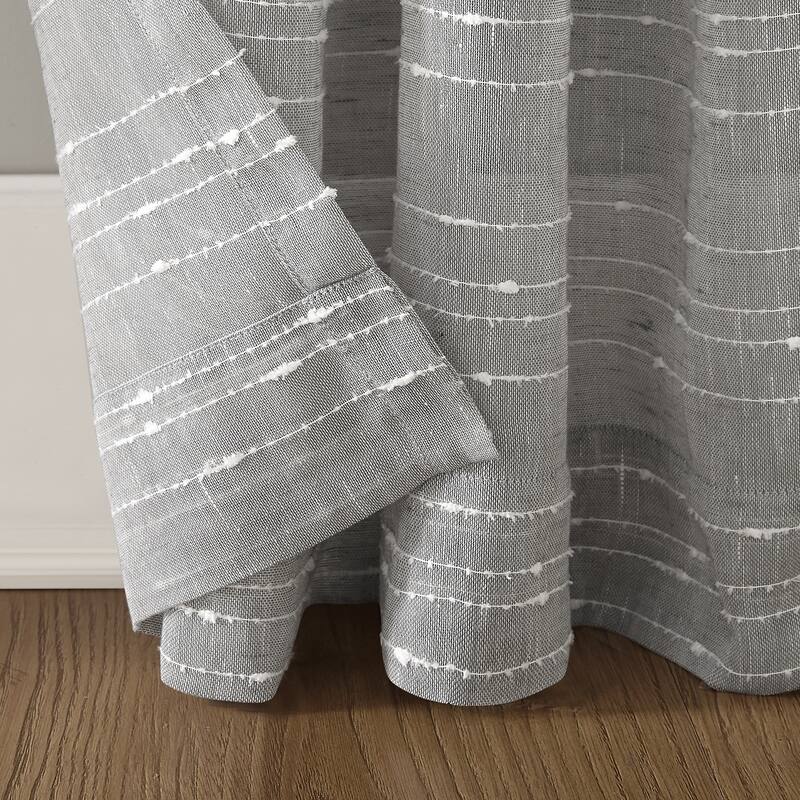 Clean Window Textured Slub Stripe Anti-Dust Curtain Panel, Single Panel