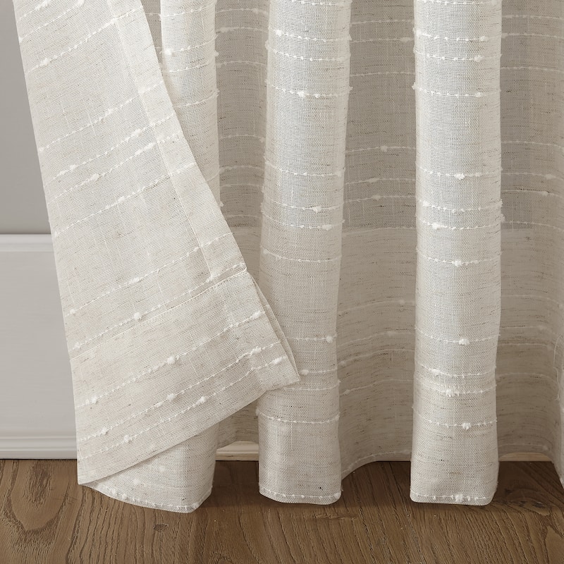 Clean Window Textured Slub Stripe Anti-Dust Curtain Panel, Single Panel