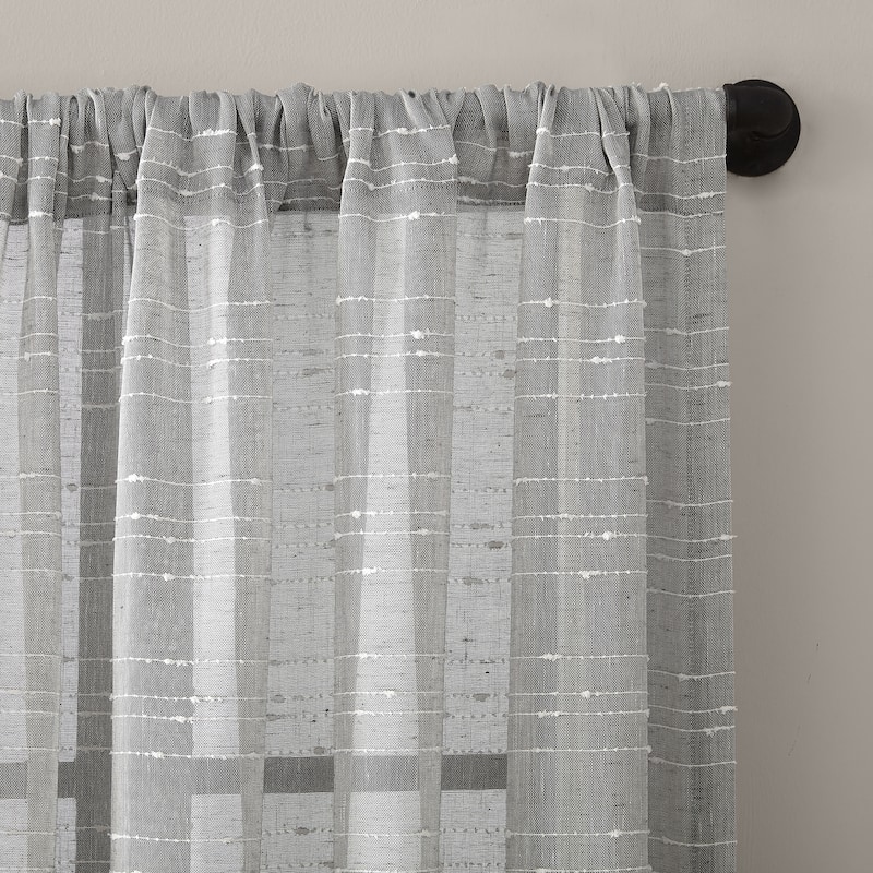 Clean Window Textured Slub Stripe Anti-Dust Curtain Panel, Single Panel
