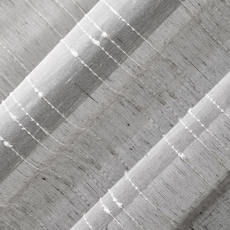 Clean Window Textured Slub Stripe Anti-Dust Curtain Panel, Single Panel
