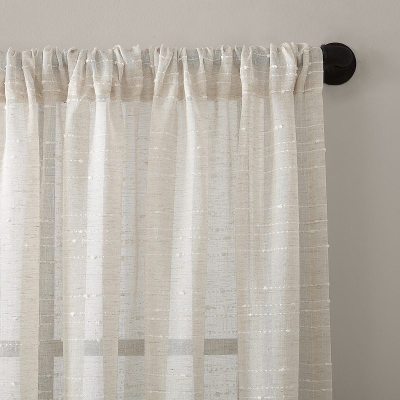 Clean Window Textured Slub Stripe Anti-Dust Curtain Panel, Single Panel