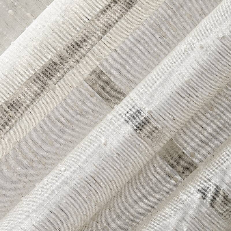 Clean Window Textured Slub Stripe Anti-Dust Curtain Panel, Single Panel