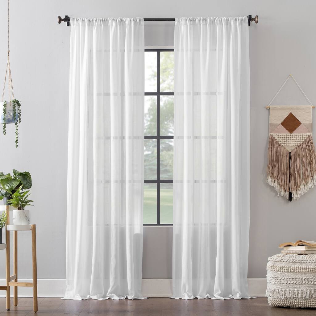 Clean Window Leno Weave Stripe Anti-Dust Curtain Panel