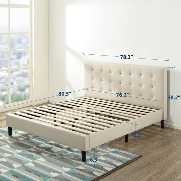 Copper Grove Tarter King Upholstered Platform Bed with Tufted Headboard ...