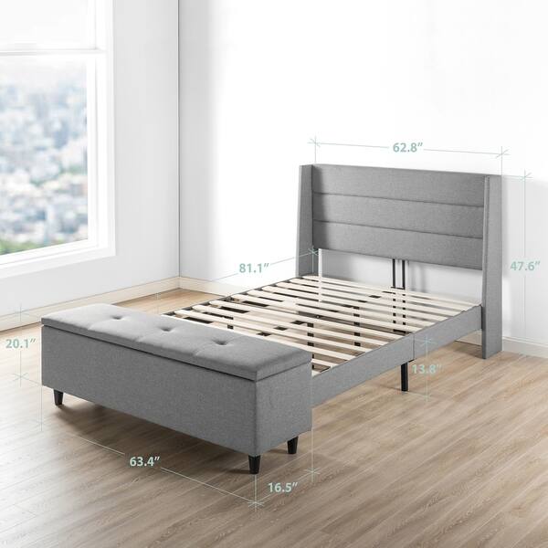 Queen Size Modern Upholstered Platform Bed With Headboard And Storage Ottoman Crown Comfort On Sale Overstock 25859040