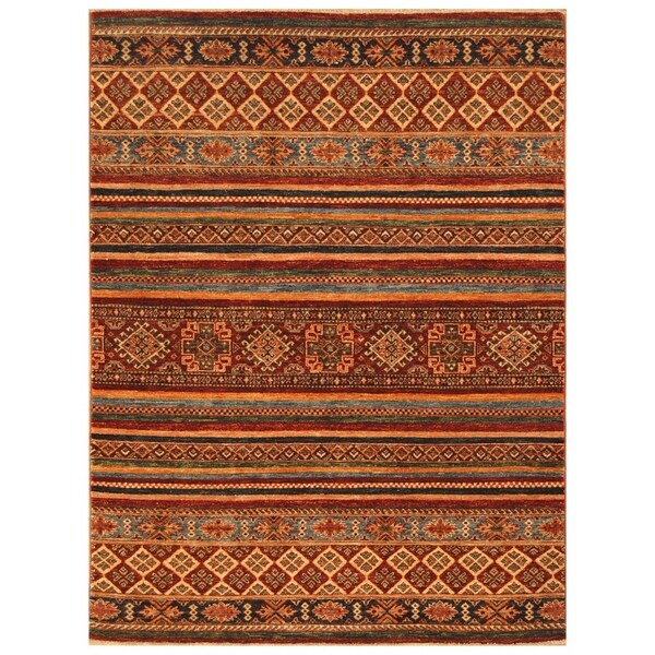 Handmade Super Kazak Wool Rug (Afghanistan) - 5' x 6'7