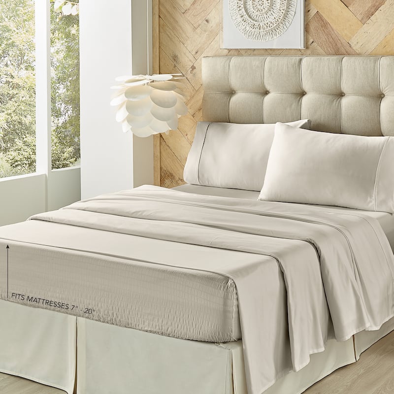 Five Queens Court Royal Fit 800 Thread Count 4 Piece Bed Sheet Set - Silver - King