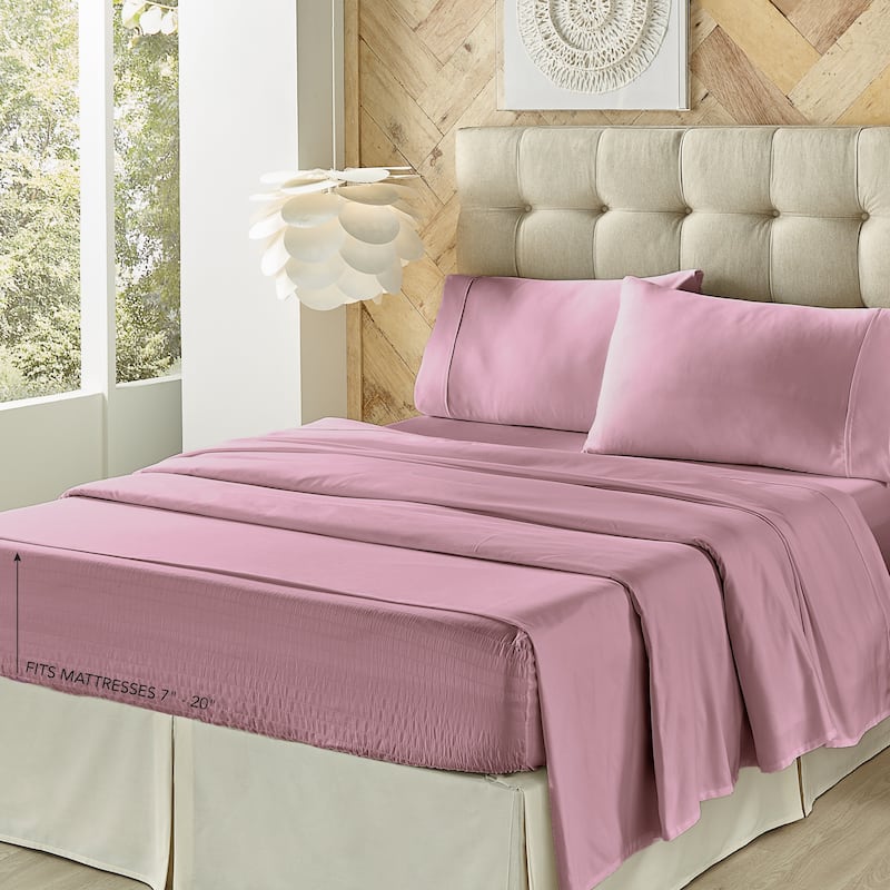 Five Queens Court Royal Fit 800 Thread Count 4 Piece Bed Sheet Set - Lilac - King