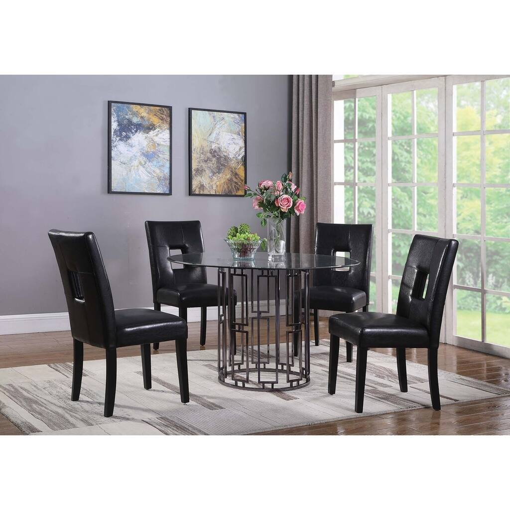 Bells Antique Silver and Clear Round Dining Table