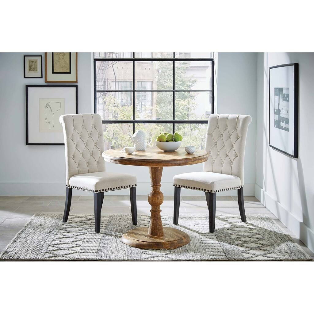 Joliet Natural Mango Round Dining Table - Brown