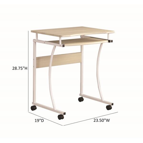 Porch & Den Euclid Natural and White Computer Desk with Casters - Bed ...