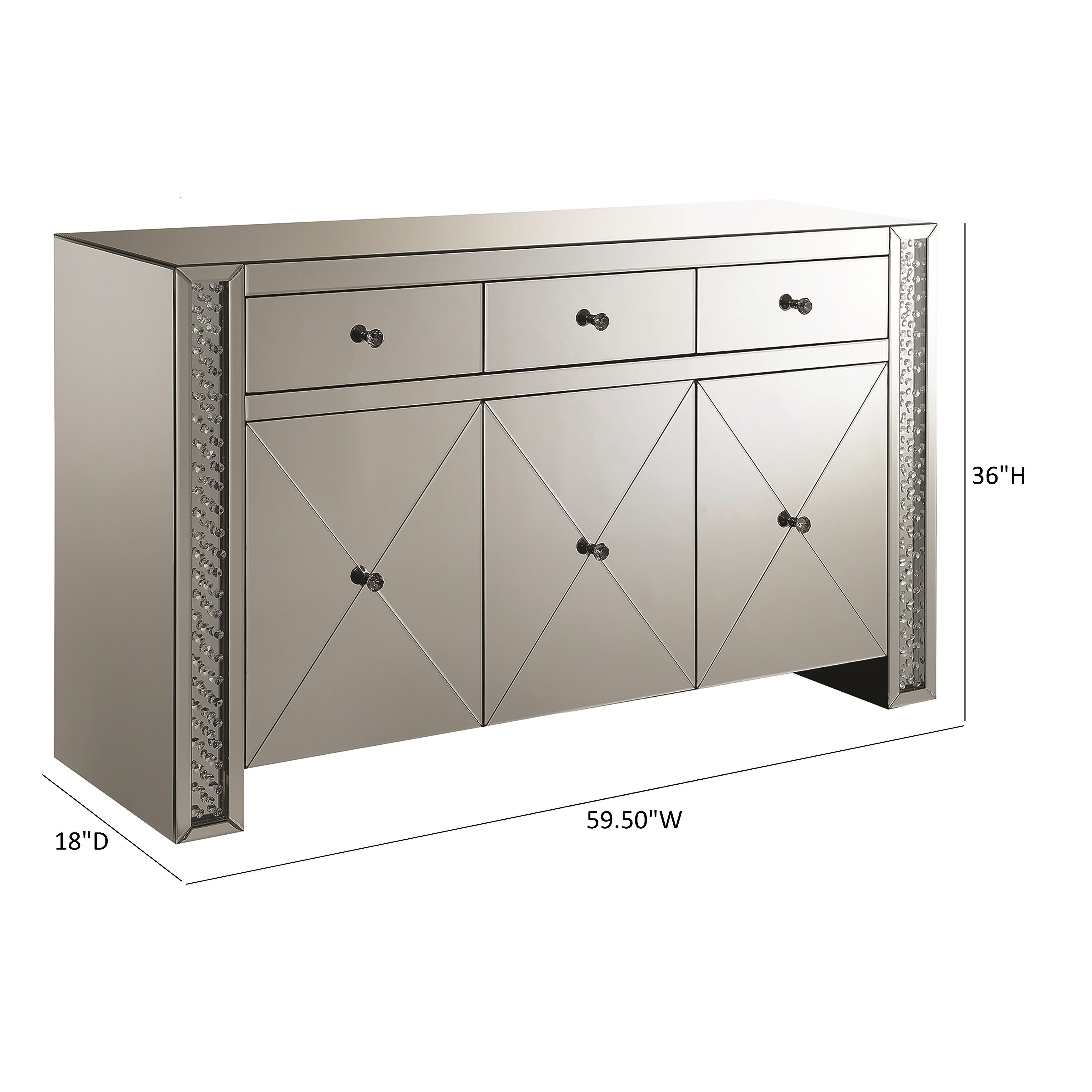 Silver Orchid Munchofen Silver 3 Drawer And 3 Door Accent Cabinet 59 50 X 18 X 36 On Sale Overstock 25860018