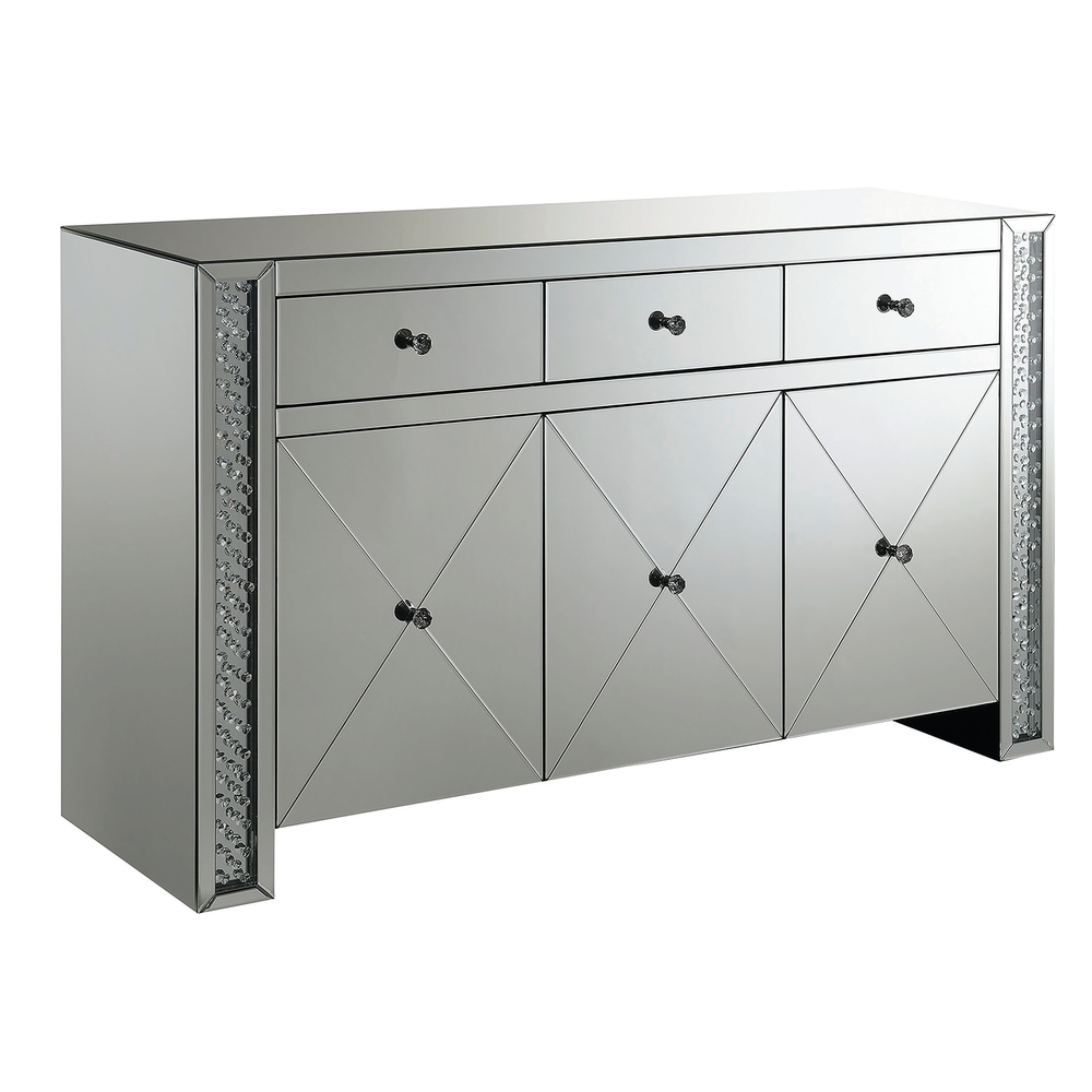 Silver Orchid  Munchofen Silver 3-drawer and 3-door Accent Cabinet - 59.50" x 18" x 36" (Silver)